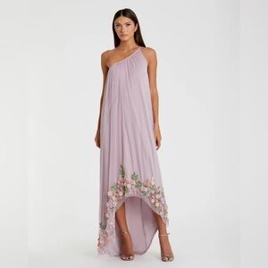 Mac Duggal 9236 NWT One Shoulder Trapeze Embellished High Low Gown with Flaw